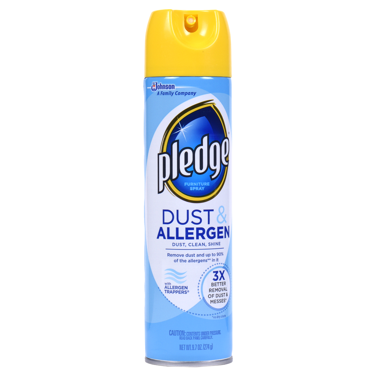 slide 4 of 4, Pledge Dust & Allergen Multisurface Cleaner, Aerosol Spray, Lemon Scent, 9.7oz, 9.7 oz