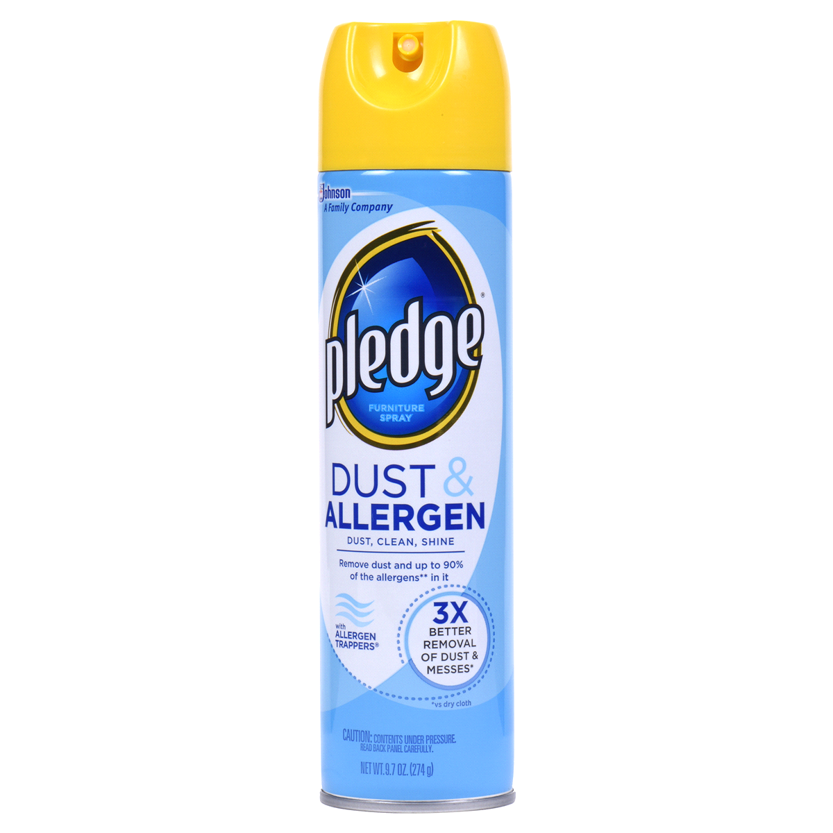 slide 3 of 4, Pledge Dust & Allergen Multisurface Cleaner, Aerosol Spray, Lemon Scent, 9.7oz, 9.7 oz