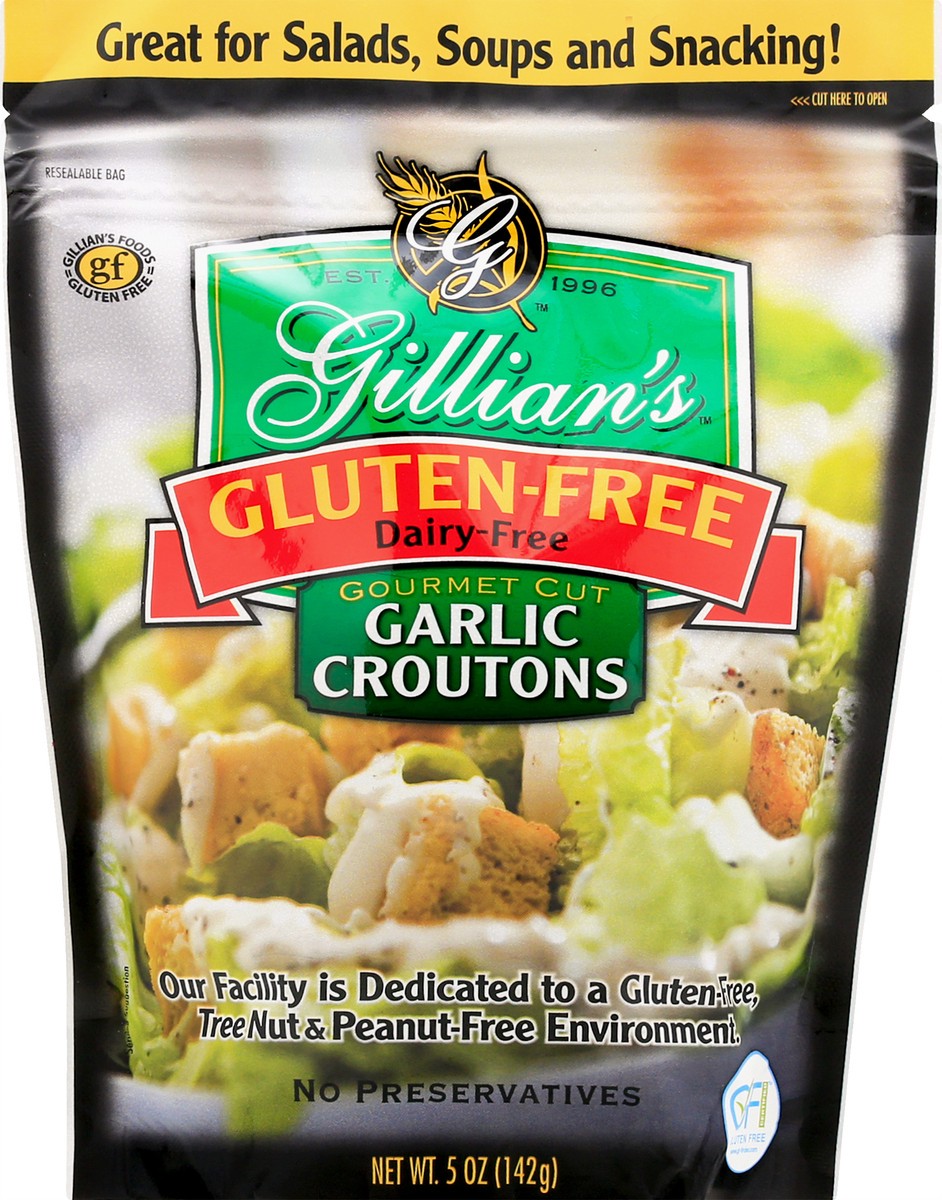 slide 1 of 9, Gillian's Gourmet Cut Garlic Croutons 5 oz, 5 oz