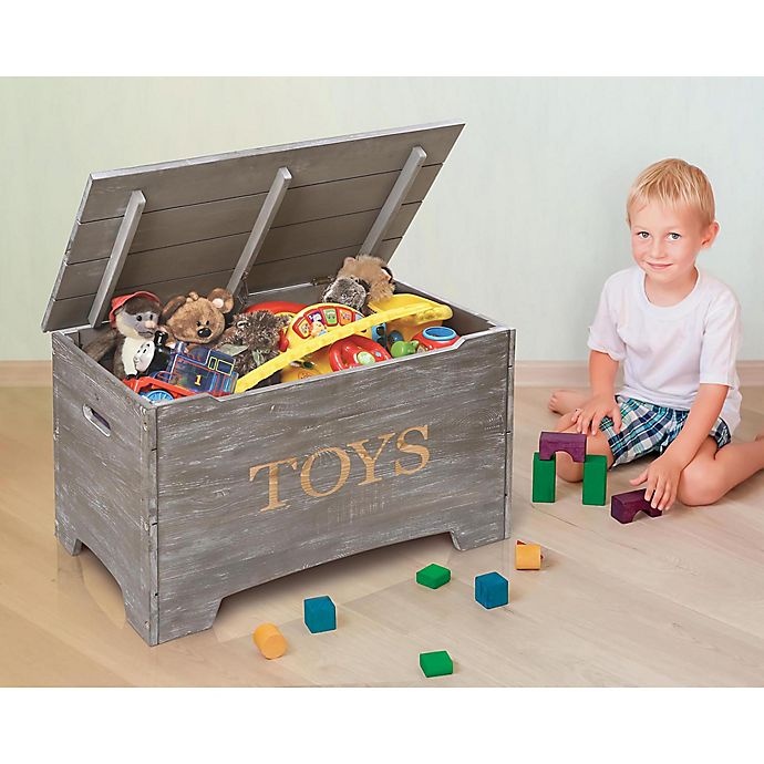 slide 2 of 8, Badger Basket Rustic Wooden Toy Box - Grey, 1 ct