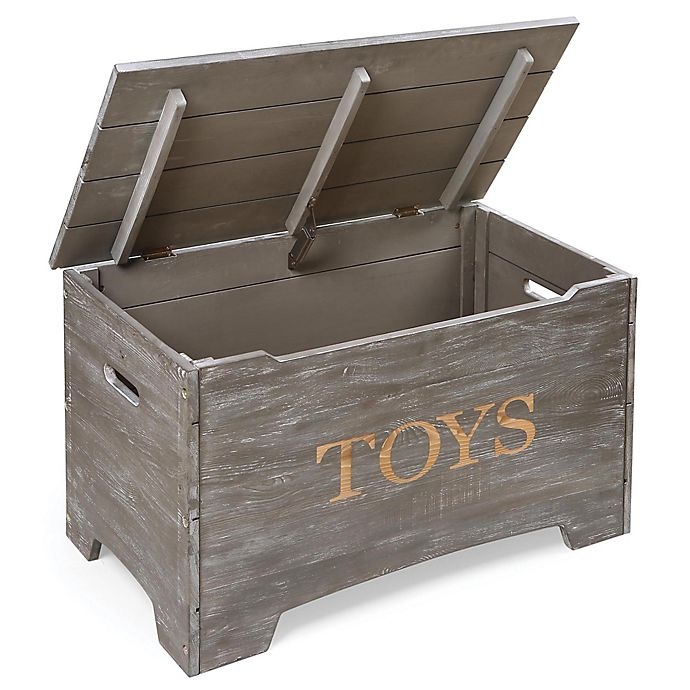 slide 3 of 8, Badger Basket Rustic Wooden Toy Box - Grey, 1 ct