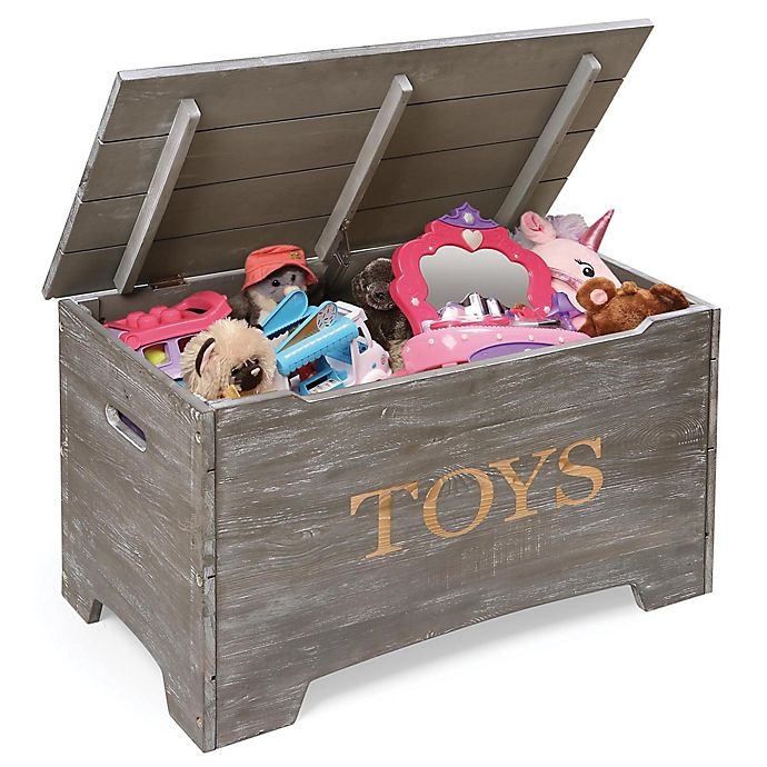 slide 5 of 8, Badger Basket Rustic Wooden Toy Box - Grey, 1 ct