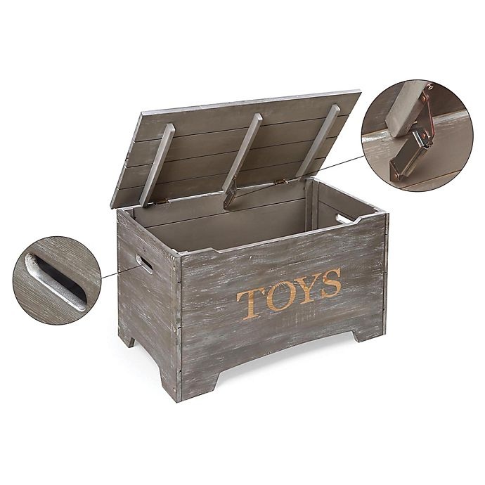 slide 7 of 8, Badger Basket Rustic Wooden Toy Box - Grey, 1 ct