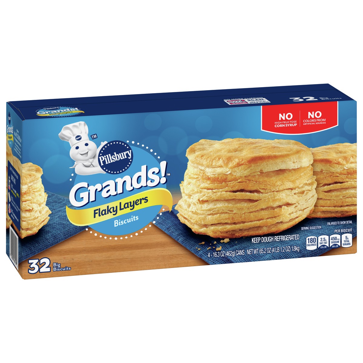 slide 3 of 11, Grands! Flaky Layers Biscuits, 32 Biscuits, 65.2 oz, 4 ct