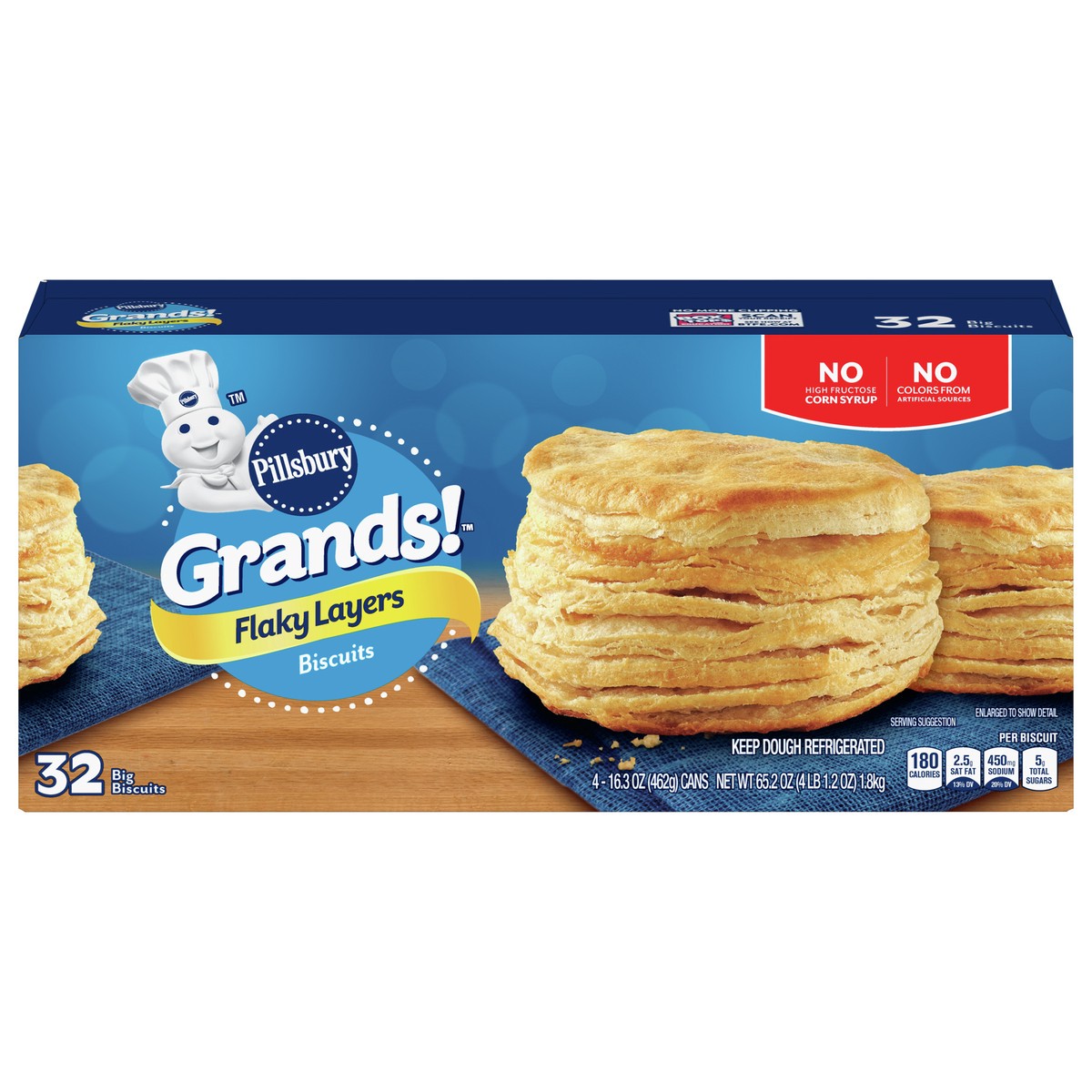 slide 6 of 11, Grands! Flaky Layers Biscuits, 32 Biscuits, 65.2 oz, 4 ct