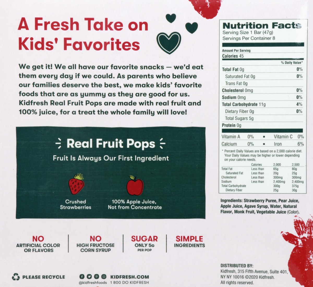 slide 12 of 13, Kidfresh 8 Pack Strawberry Fruit Pops 8 ea, 8 ct