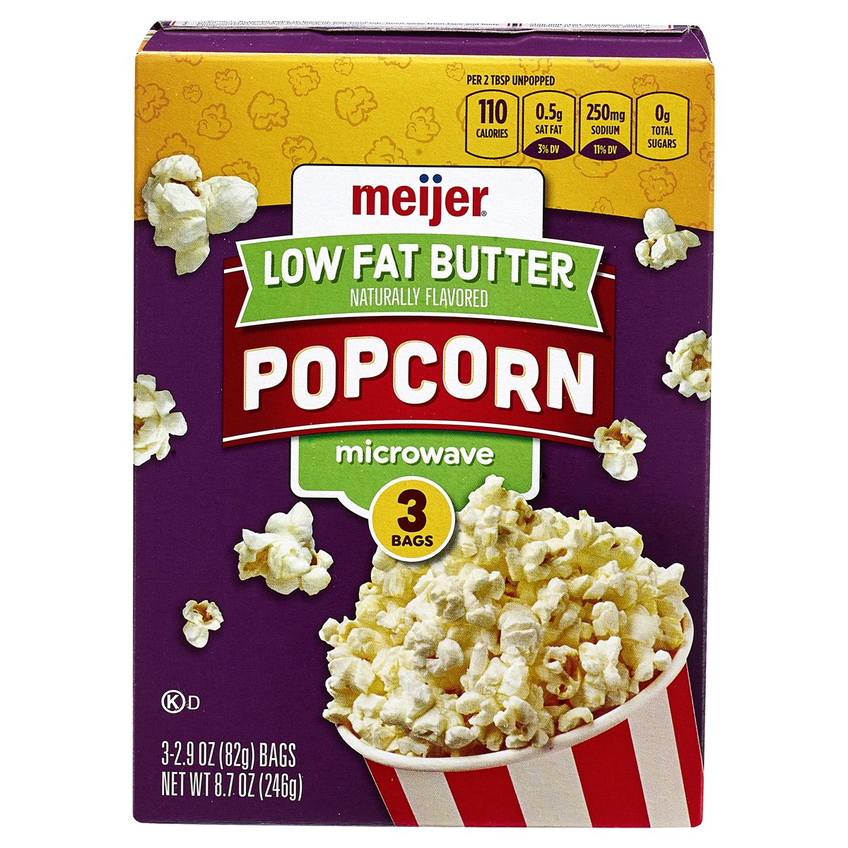 slide 1 of 1, Meijer Microwave Popcorn Butter 94% Fat Free, 8.7 oz
