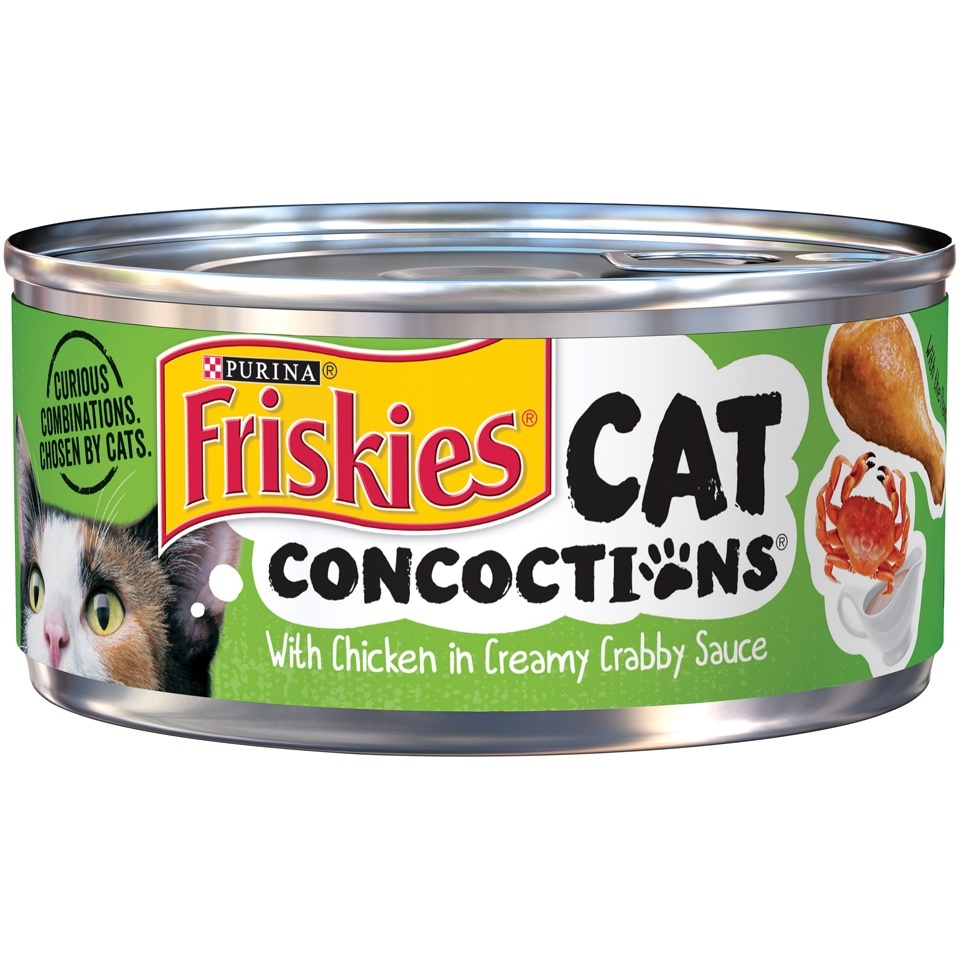 slide 1 of 1, Purina Friskies Cat Concoctions Cat Food With Chicken In Creamy Crabby Sauce, 5.5 oz