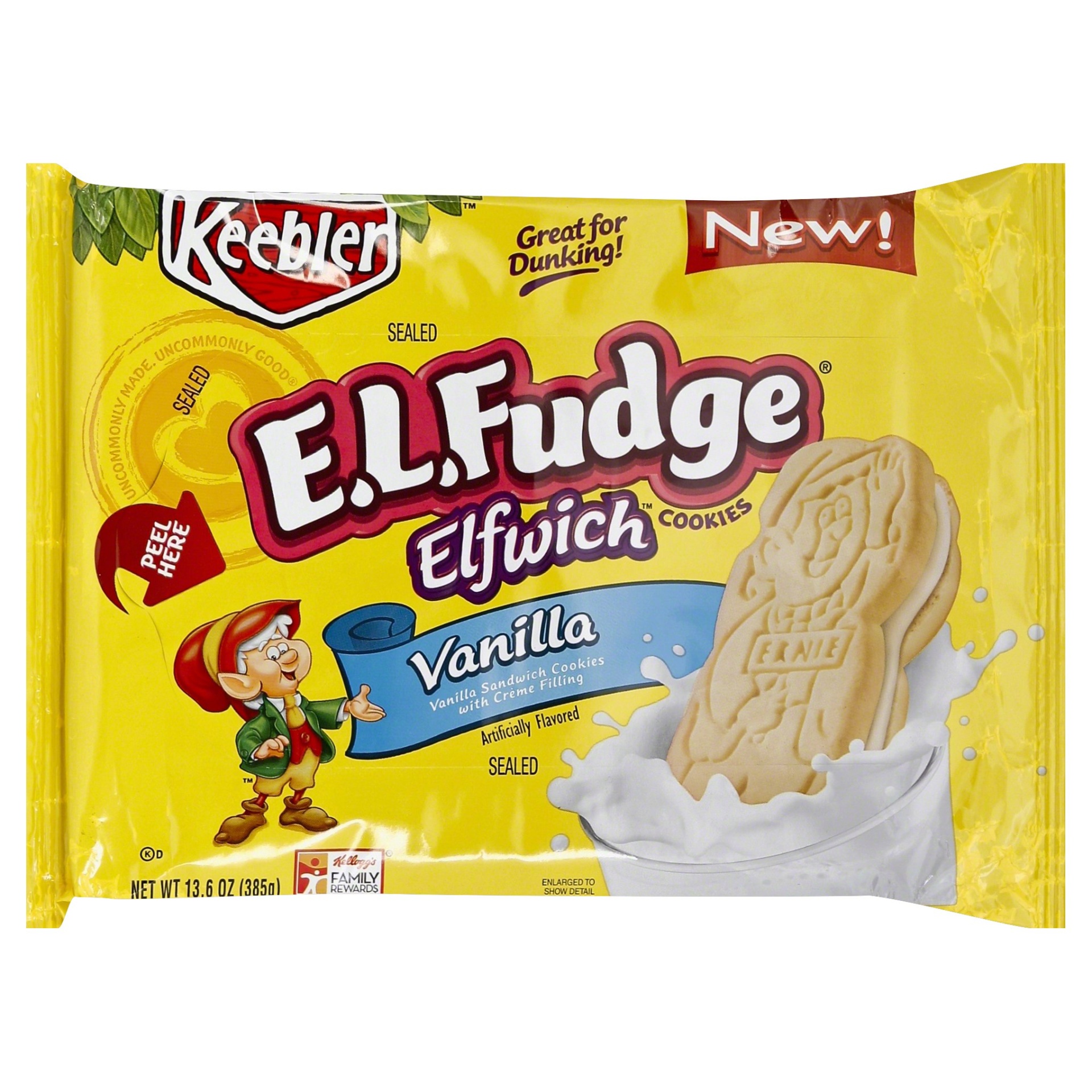 slide 1 of 6, Keebler E.L. Fudge Elfwich Cookies Vanilla, 13.6 oz