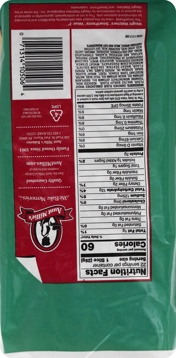 slide 7 of 9, Aunt Millie's Fiber & Flavor Potato Bread, 22 oz, 22 oz