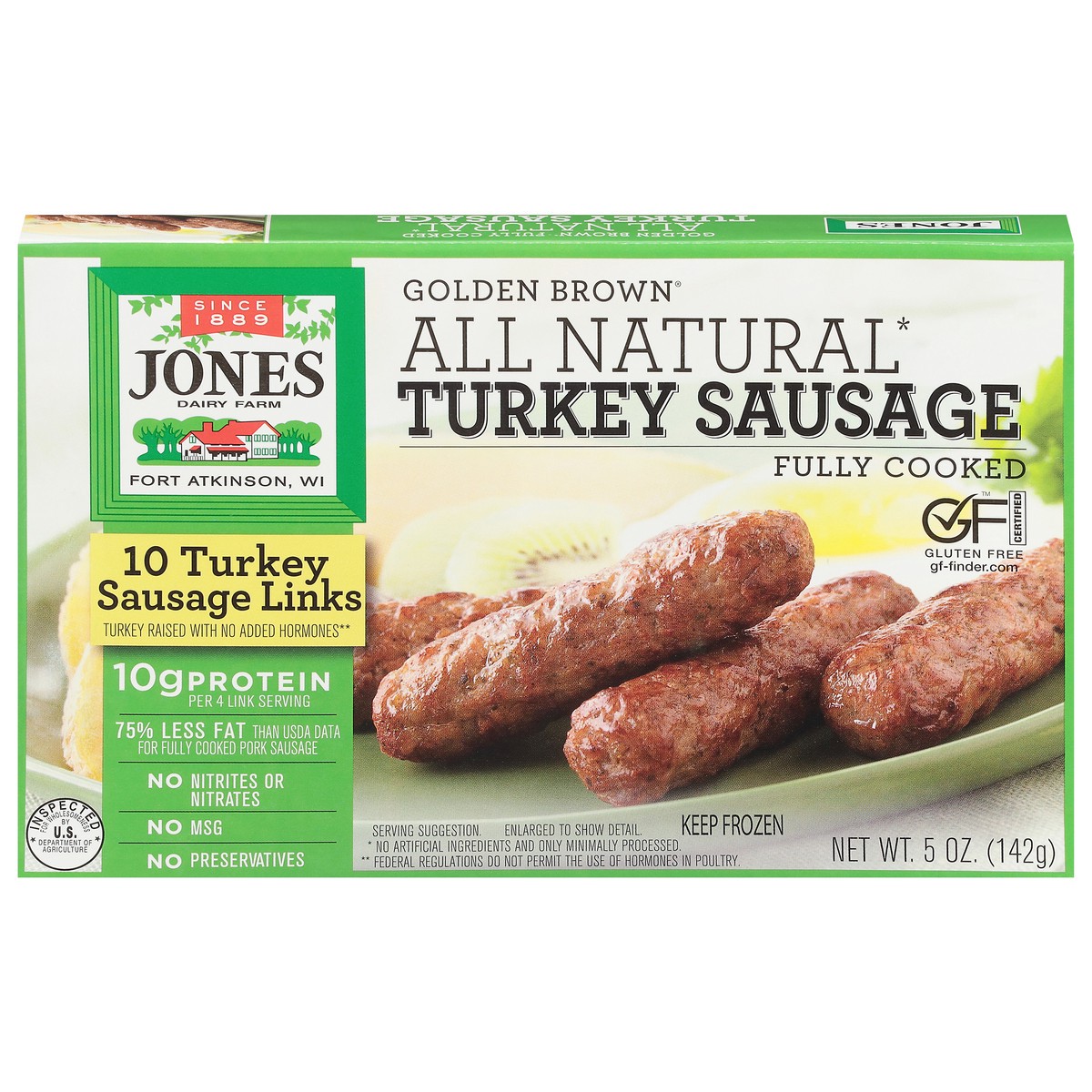 slide 1 of 9, Jones Dairy Farm Golden Brown Turkey Sausage Links 10 ea, 5 oz