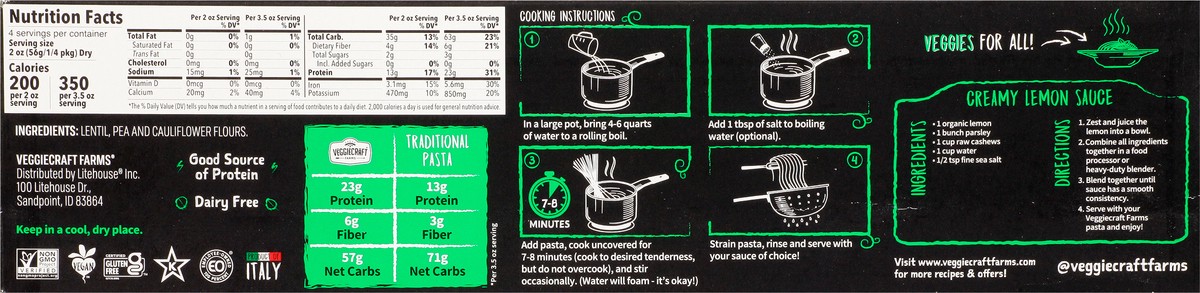 slide 13 of 13, Veggiecraft Farms Veggie Craft Pasta Linguini Cauliflower - 8 Oz., 8 oz
