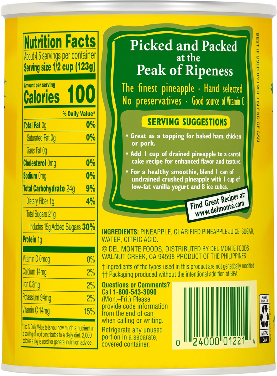 slide 5 of 7, Del Monte Crushed Pineapple In Heavy Syrup 20 oz Can, 20 oz