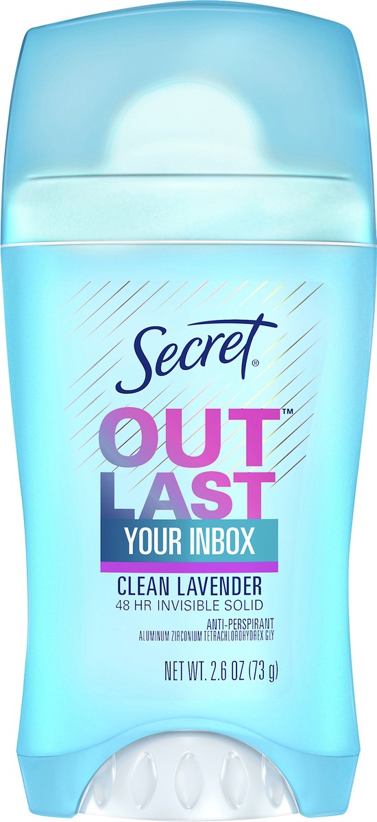 slide 1 of 9, Secret Outlast Your Inbox Clean Lavender Anti-Perspirant 2.6 oz, 2.6 oz