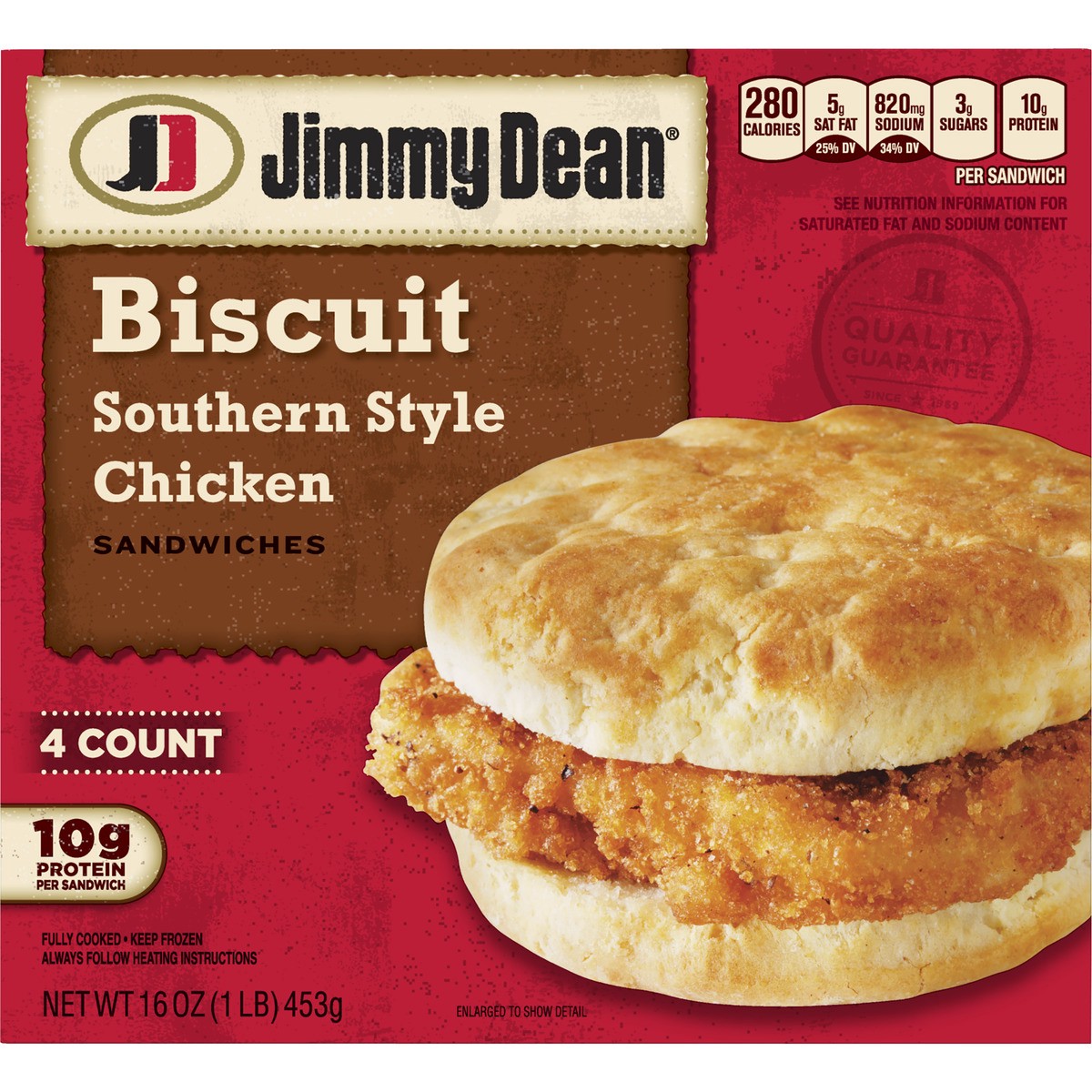 slide 1 of 8, Jimmy Dean Biscuit Breakfast Sandwiches with Southern-Style Chicken, Frozen, 4 Count, 4 ct