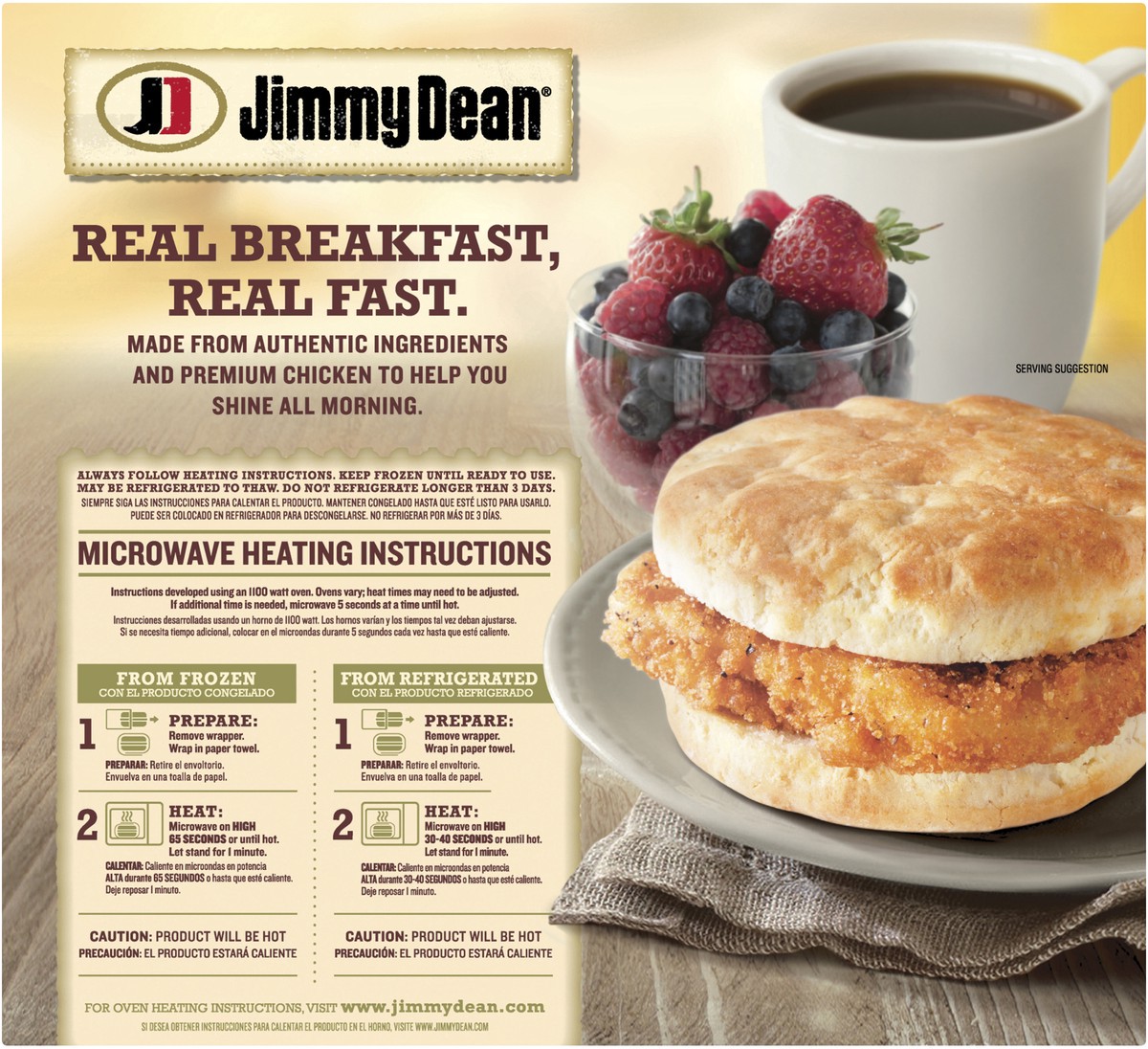 slide 4 of 8, Jimmy Dean Biscuit Breakfast Sandwiches with Southern-Style Chicken, Frozen, 4 Count, 4 ct