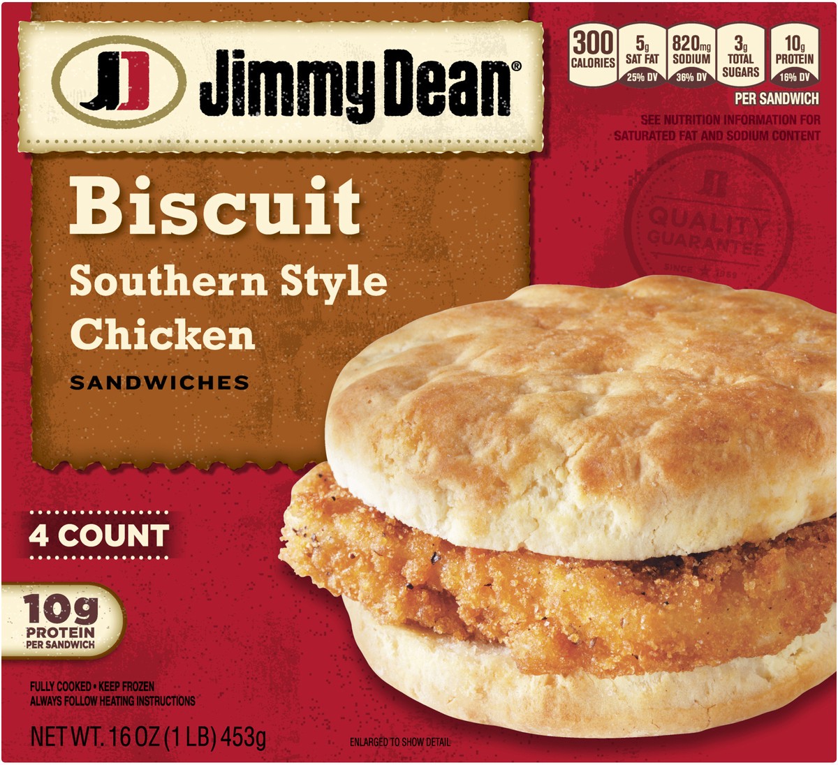 slide 5 of 8, Jimmy Dean Biscuit Breakfast Sandwiches with Southern-Style Chicken, Frozen, 4 Count, 4 ct