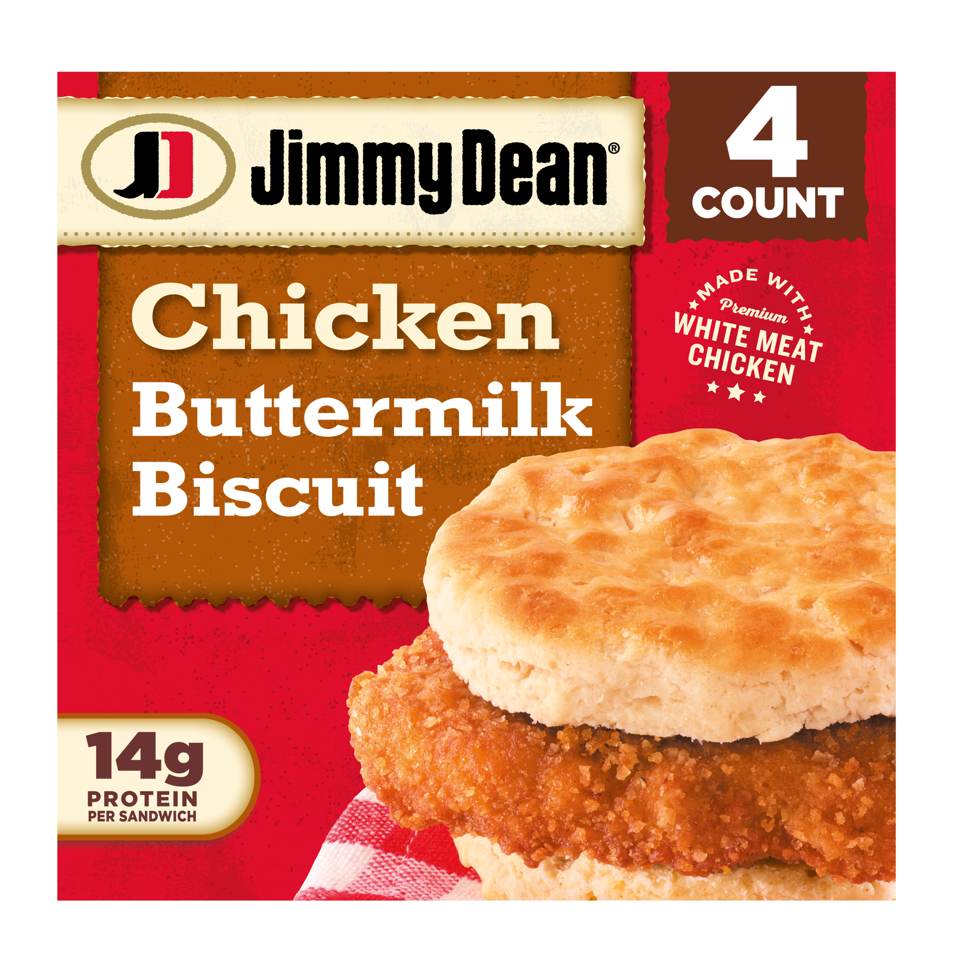 slide 1 of 8, Jimmy Dean Buttermilk Chicken Biscuit Breakfast Sandwiches, 4 ct, 16 oz Box, 464.93 g