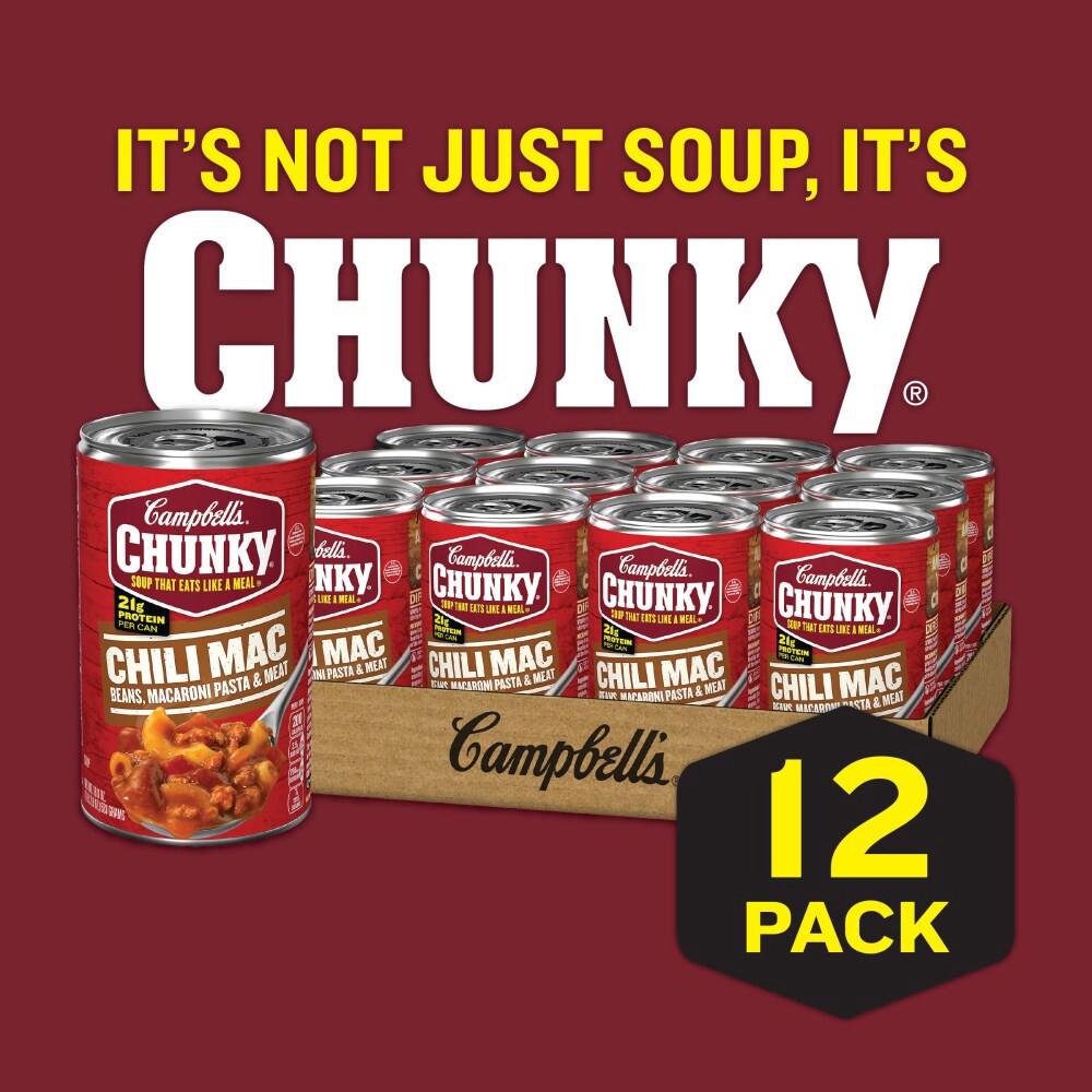 slide 3 of 4, Campbell's Chunky Chili Mac Soup Case Sale, 12 ct; 18.8 oz