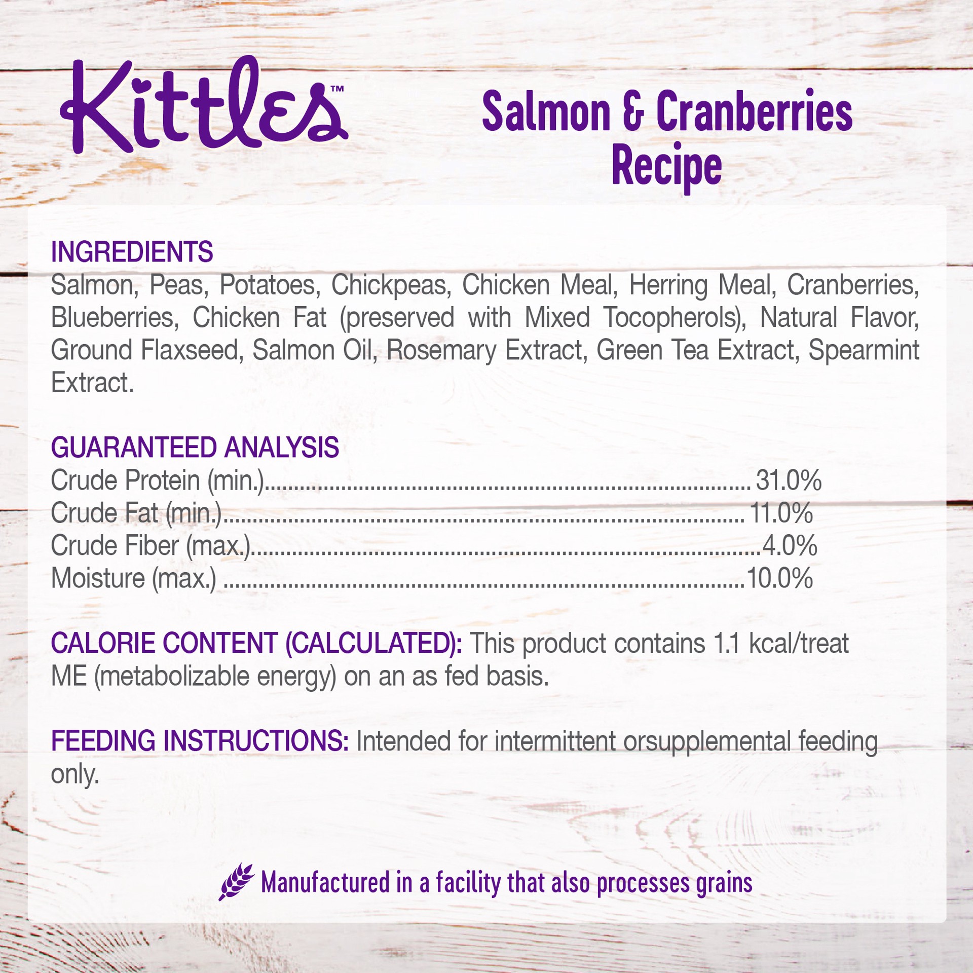 slide 3 of 4, Wellness Kittles Crunchy Natural Grain Free Cat Treats, Salmon & Cranberry, 2-Ounce Bag, 1 PK