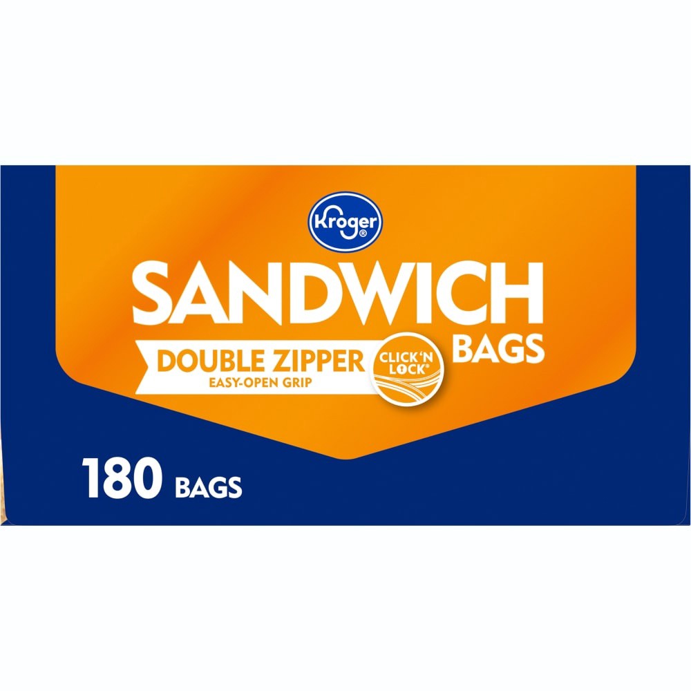 slide 5 of 5, Kroger Double Zipper Sandwich Bags, 180 ct