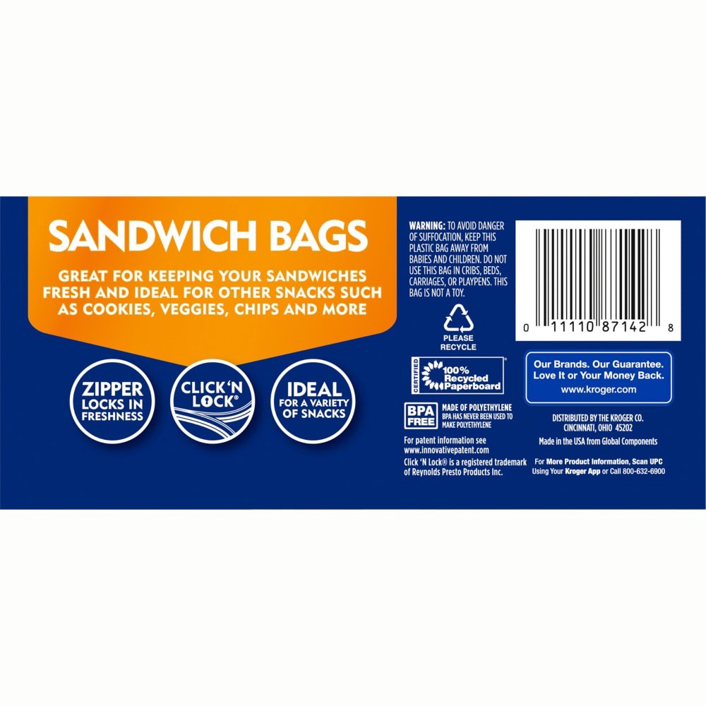 slide 4 of 5, Kroger Double Zipper Sandwich Bags, 180 ct