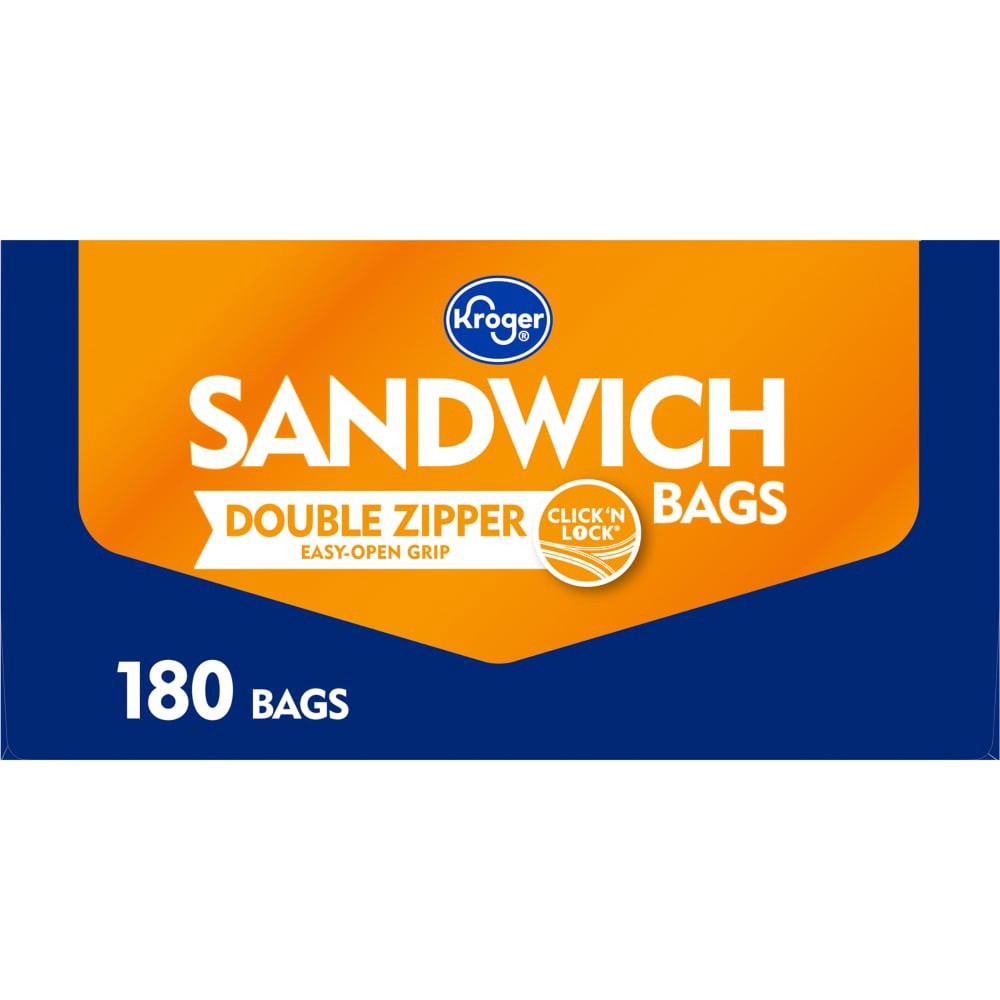 slide 3 of 5, Kroger Double Zipper Sandwich Bags, 180 ct