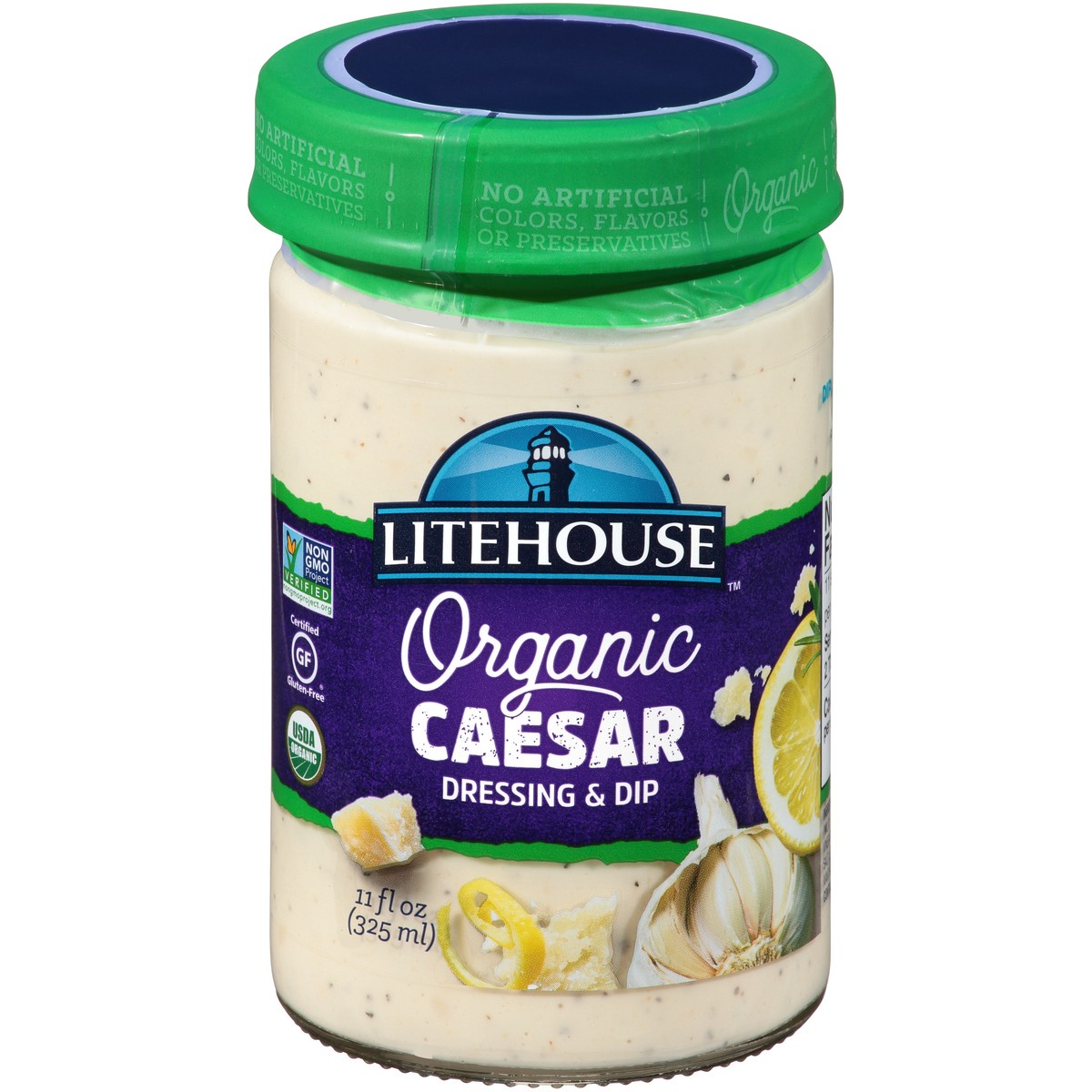 slide 1 of 7, Litehouse Organic Caesar Dressing & Dip 11 fl oz Glass Jar, 11 fl oz