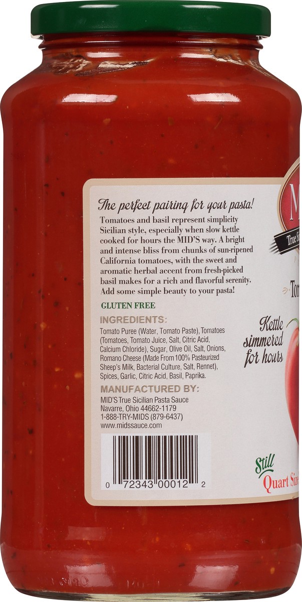 slide 2 of 12, Mid's Quart Size Tomato Basil Pasta Sauce 32 oz, 32 oz