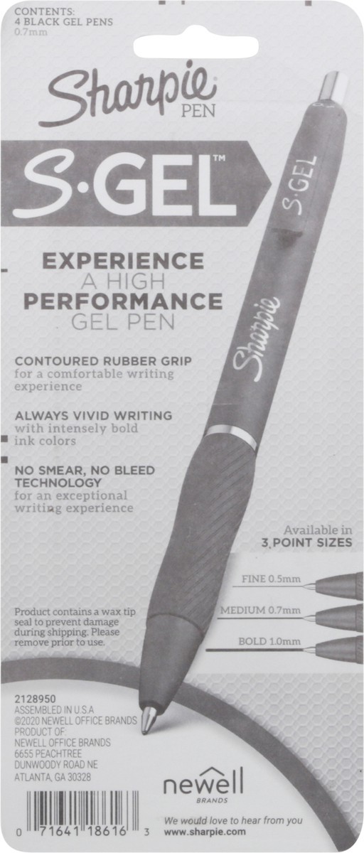 slide 5 of 9, Sharpie S.Gel 0.7 mm Medium Black Ink Comfort Grip Pens 4 ea, 4 ct
