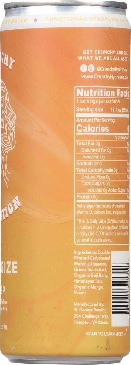 slide 5 of 13, Crunchy Hydration Functional Energize Mango Sparkling Water 12 fl oz, 12 fl oz