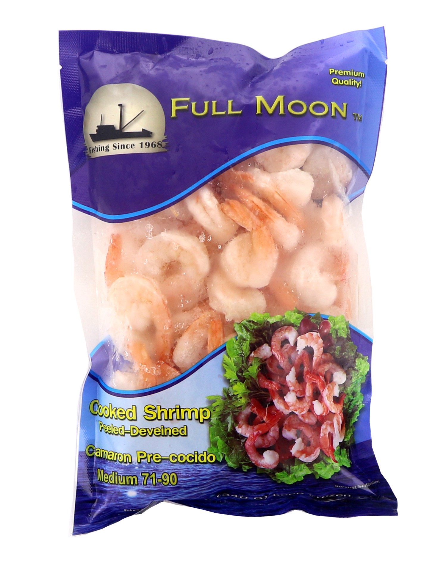 slide 1 of 1, Full Moon Cooked Shrimps 71/90, 12 oz