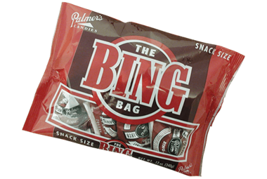 slide 1 of 1, R.M. Palmer Company Palmer's Candies The Bing Bag Snack Size, 12 oz