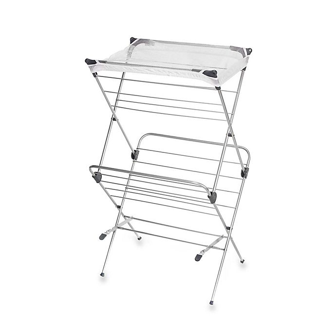 slide 2 of 3, Polder Two-Tier Clothes Drying Rack with Mesh Cover, 1 ct