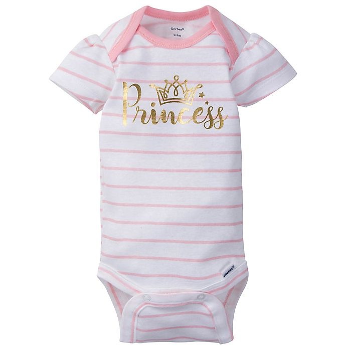 slide 2 of 5, Gerber Onesies Newborn Castle Short Sleeve Bodysuits - Pink, 5 ct