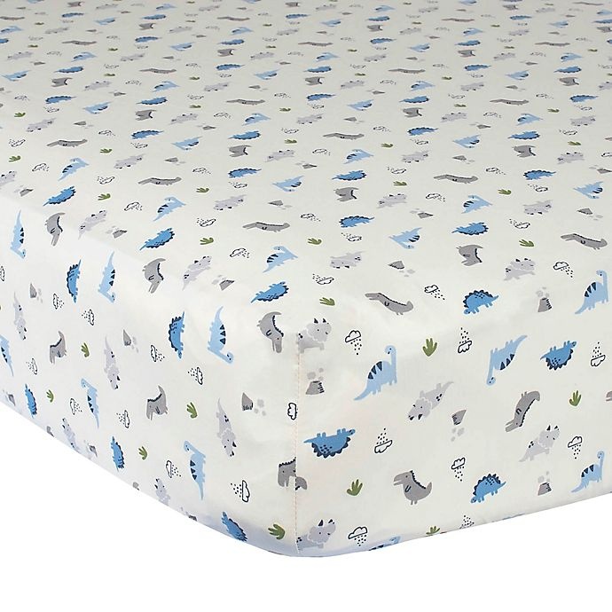 slide 1 of 2, Gerber Dinosaur Cotton Fitted Crib Sheet - Ivory/Blue, 1 ct