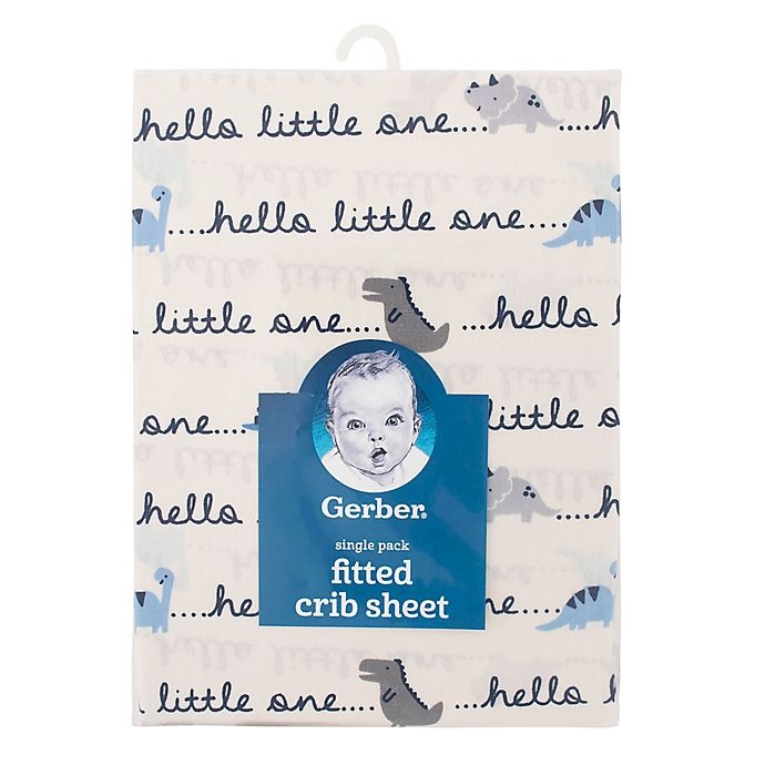 slide 2 of 2, Gerber Dinosaur Cotton Hello Little One Fitted Crib Sheet - Ivory/Blue, 1 ct