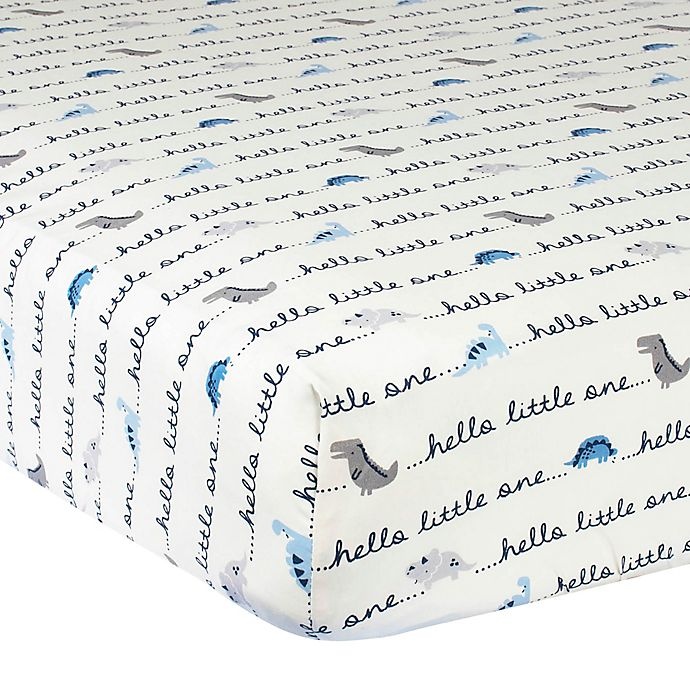 slide 1 of 2, Gerber Dinosaur Cotton Hello Little One Fitted Crib Sheet - Ivory/Blue, 1 ct