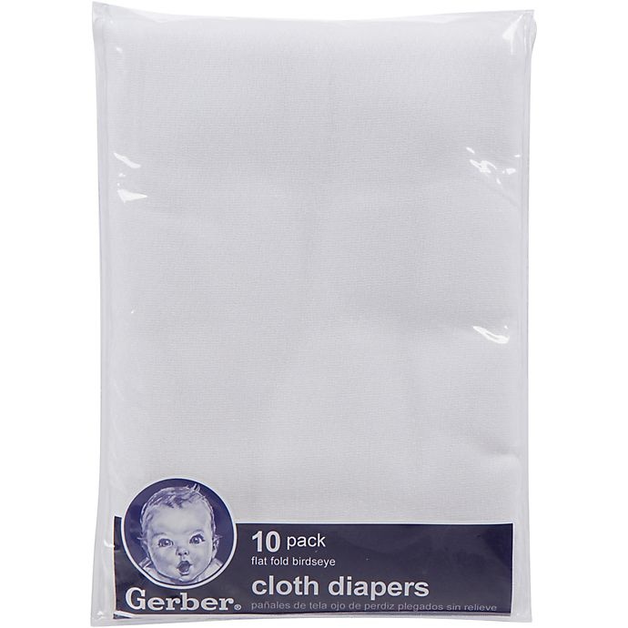 slide 2 of 5, Gerber Birdseye Flat Fold Cloth Diaper - White, 10 ct