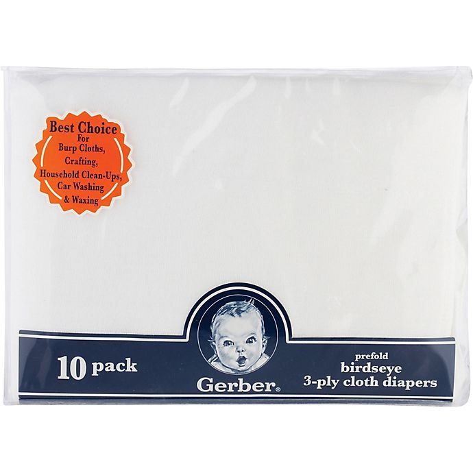 slide 3 of 5, Gerber Birdseye Prefold Cloth Diaper - White, 10 ct