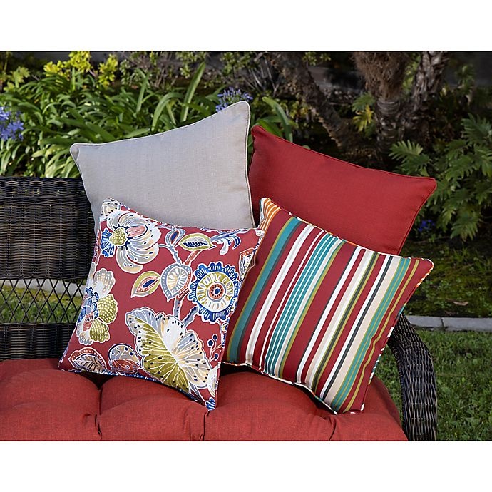 slide 2 of 3, Destination Summer Medford Solid Square Outdoor Square Throw Pillow - Flax, 19 in