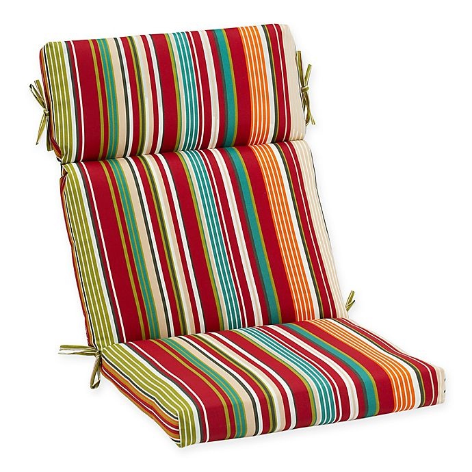 slide 1 of 1, Destination Summer Stripe Outdoor High Back Chair Cushion - Tahoe Red, 1 ct