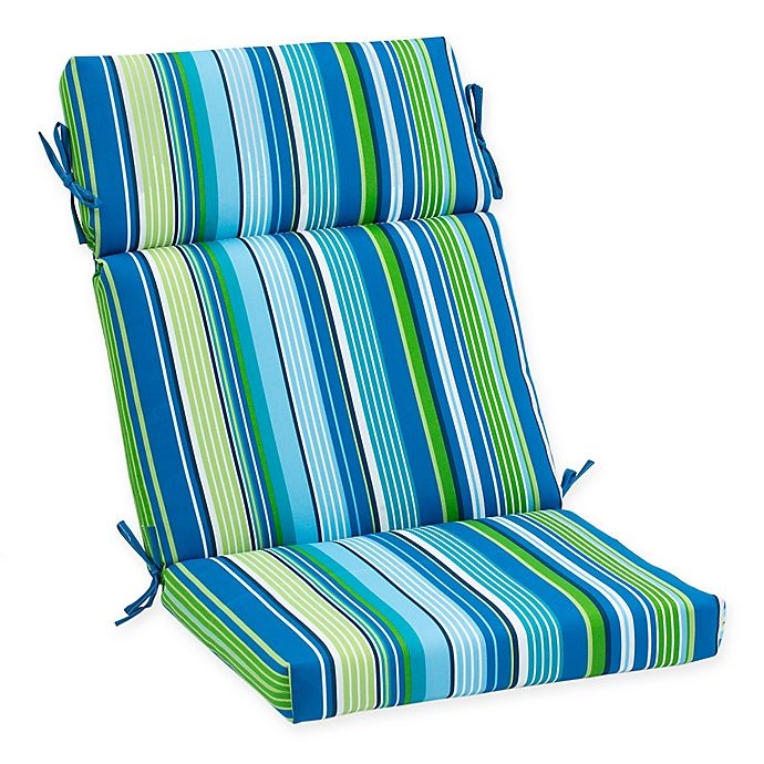 slide 1 of 1, Destination Summer Stripe Outdoor High Back Chair Cushion - Cool Tahoe, 1 ct