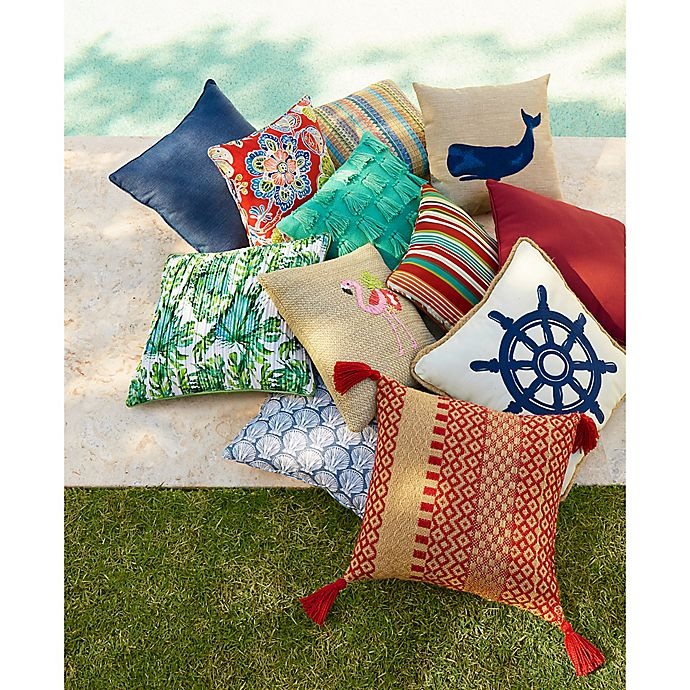 slide 2 of 2, Destination Summer Fringe Square Indoor/Outdoor Throw Pillow - Teal, 1 ct