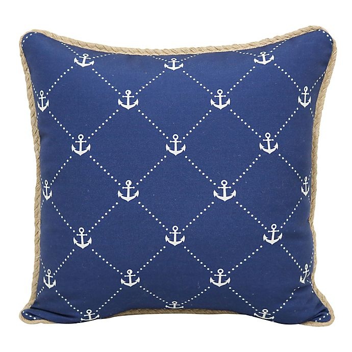 slide 2 of 4, Destination Summer Crewel Ship's Wheel Indoor/Outdoor Square Throw Pillow - Blue/White, 1 ct