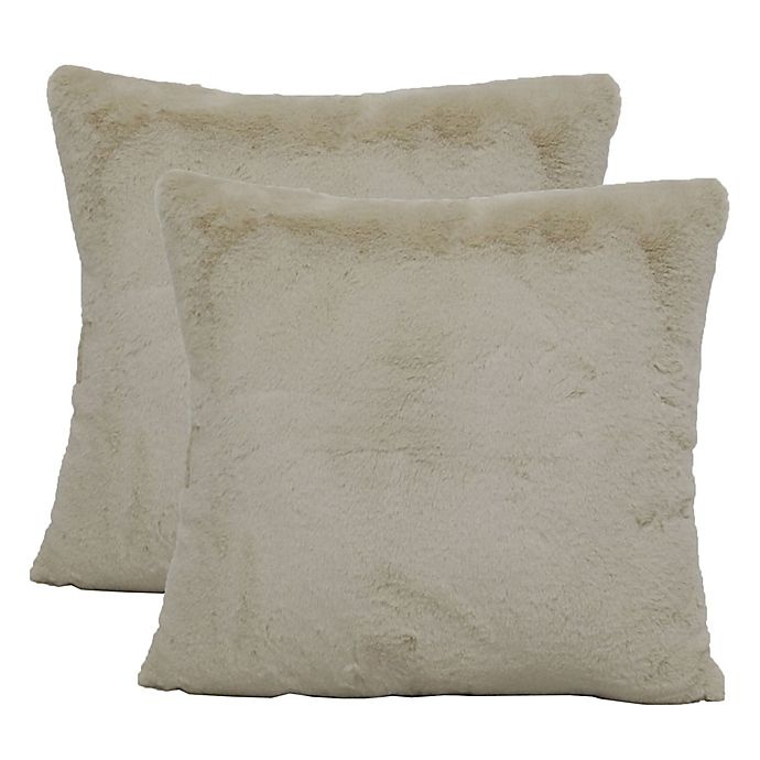 slide 1 of 1, Wamsutta Faux Fur Square Throw Pillows - Oatmeal, 2 ct
