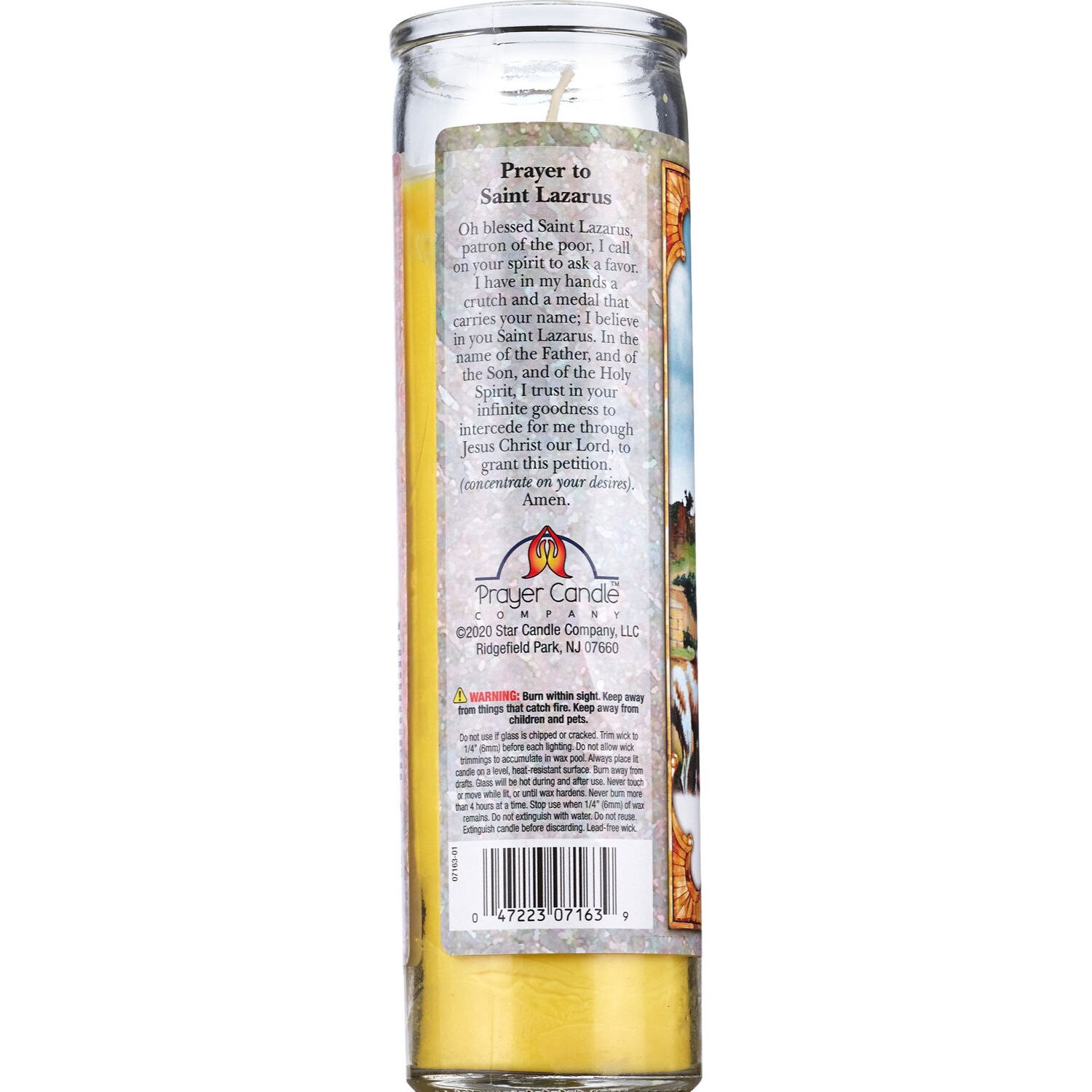 slide 2 of 4, PRAYER CANDLE Star Novena Candle 8" Yellow "San Lazare", 8 in