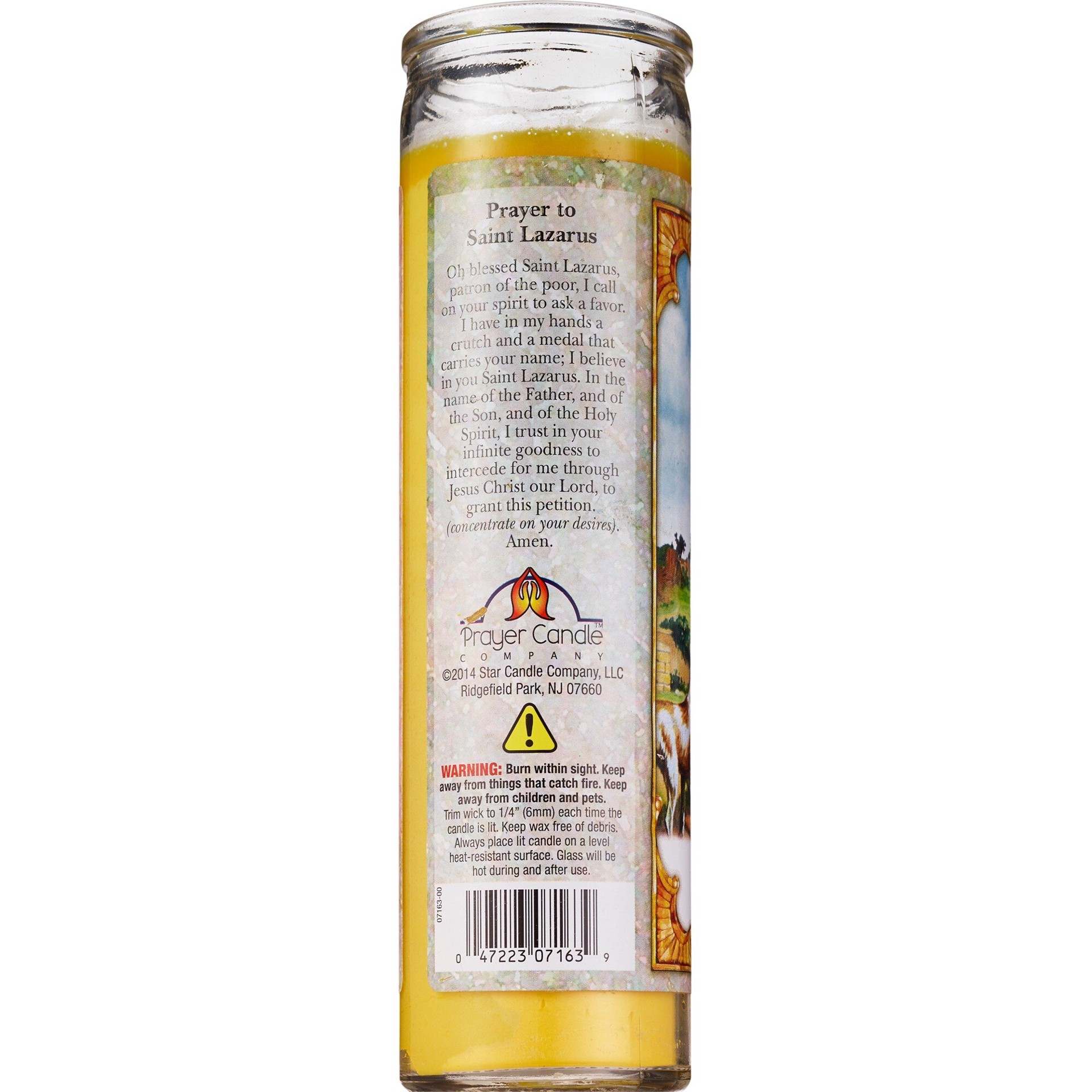 slide 4 of 4, PRAYER CANDLE Star Novena Candle 8" Yellow "San Lazare", 8 in