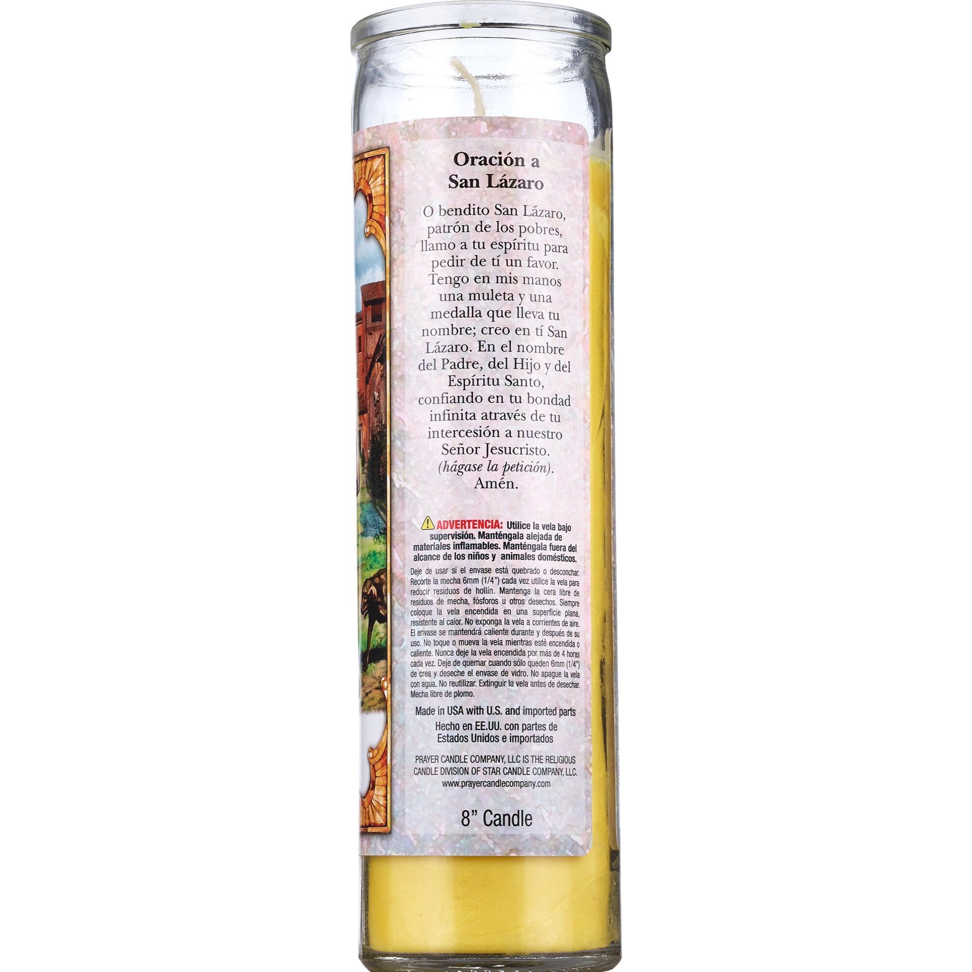 slide 3 of 4, PRAYER CANDLE Star Novena Candle 8" Yellow "San Lazare", 8 in