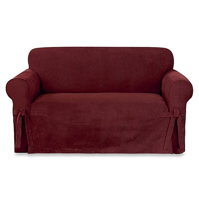 slide 1 of 1, SureFit Home Decor Designer Sueded Twill Loveseat Slipcover - Red, 1 ct